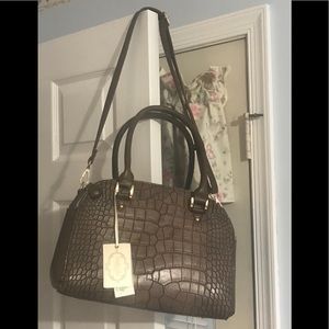 Isabelle handbags brown croc satchel